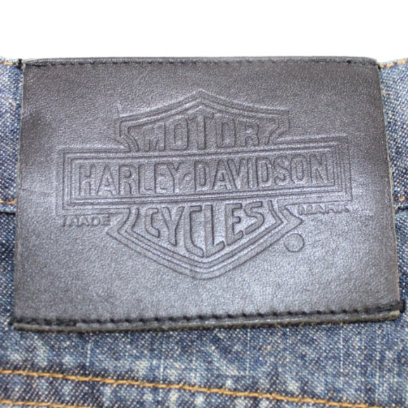 Harley Davidson Classic Blue Wash Logo Studded Boot/Flare Jeans, Size 12 - Picture 9 of 10